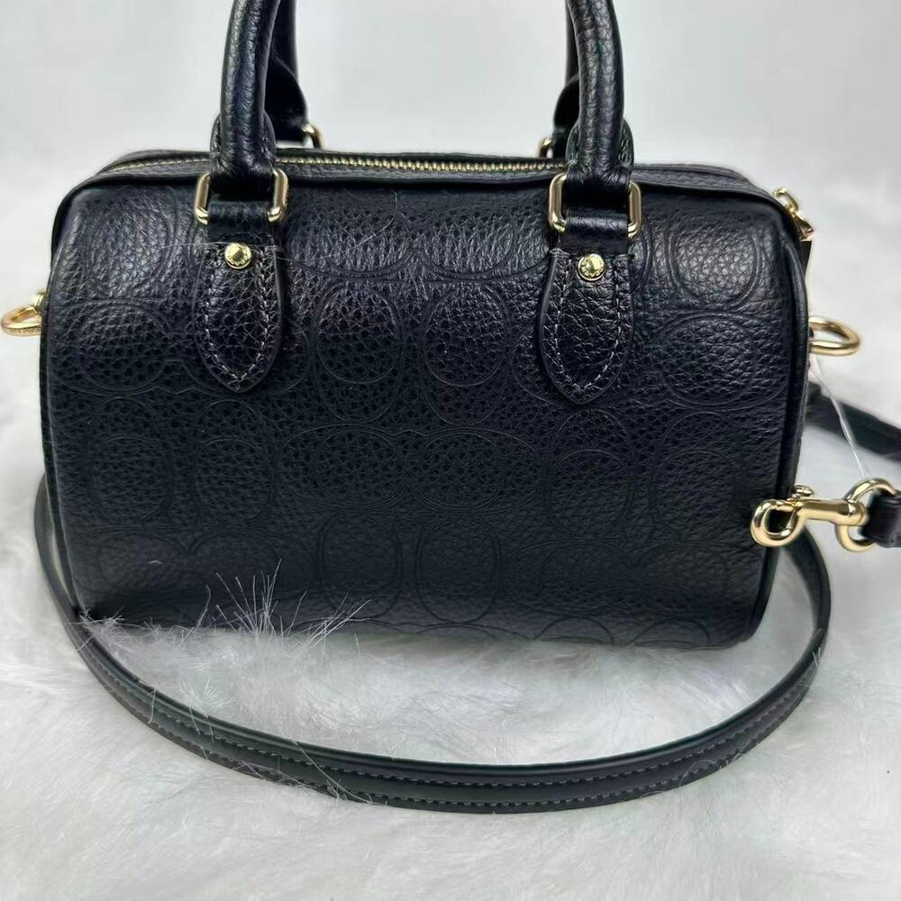 Coach Mini Rowan Crossbody Bag Signature Leather CCF28 Pebbled Leather/Black NWT - Picture 4 of 9